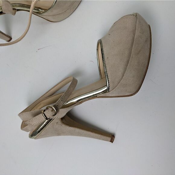 Light pink leather platform pumps, Italian suede heels size 7 - Picture 5 of 7